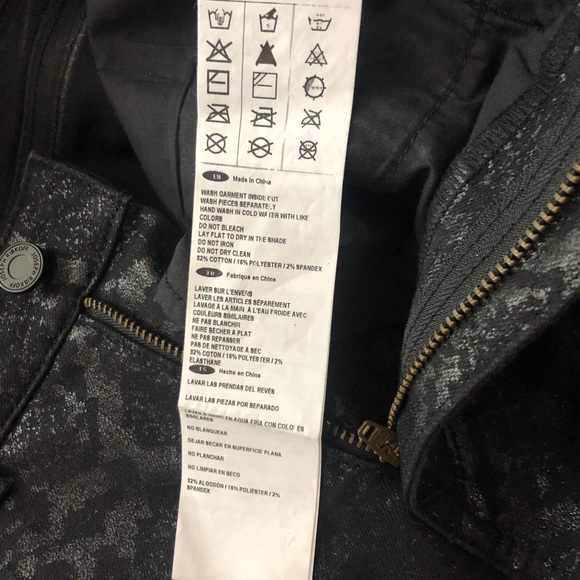 Joseph Ribkoff Black Sparkly Metallic Coated Jeans